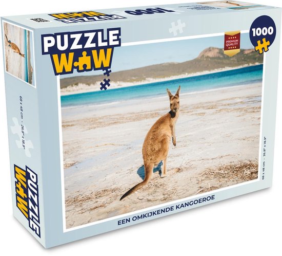 Puzzle Kangourou 1000 pièces - Un kangourou regardant en arrière | bol.com
