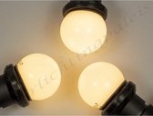 Complete prikkabel set 10 meter inclusief 10 witte LED kogellampen - 1W warm wit (2700K) met witte kap