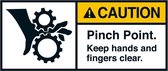Caution Pinch point sticker, ANSI, 2 per vel 70 x 160 mm