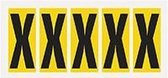 Letter stickers alfabet - 20 kaarten - geel zwart teksthoogte 75 mm Letter X