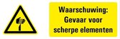 Tekststicker waarschuwing scherpe punten, W022 200 x 75 mm