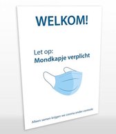 Poster mondkapje verplicht, type 1, dubbelzijdig 297 x 210 mm (A4)