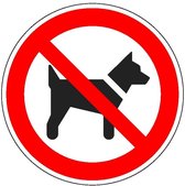 Verboden voor honden sticker - zelfklevende folie - 100 mm - rood wit