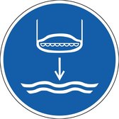 Reddingsboot te water laten sticker - ISO 7010 - M039 50 mm - 10 stuks per kaart