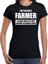 I'm the best farmer - always right t-shirt zwart dames - Cadeau verjaardag t-shirt boerin - kado voor boerinnen XL