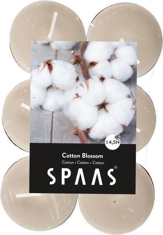48x Geurtheelichtjes Cotton Blossom 4,5 branduren - Geurkaarsen katoen/bloesem geur - Waxinelichtjes