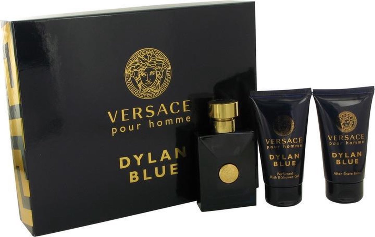 Versace Dylan Blue Giftset - 50 ml eau de toilette spray + 50 ml showergel + 50 ml aftershave balm -