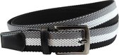 Landley Elastische Geweven Stretch Riem – Rekbaar Elastiek – Dames / Heren / Unisex – 3 Kleuren – Zwart/Wit/Grijs - Lengte totaal 110 cm / Riemmaat 95