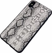 Apple iPhone Xs Max - luxe slangen hard hoesje Isabel wit - Geschikt voor