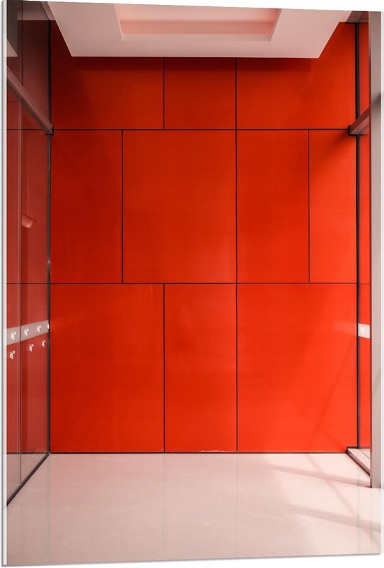 Acrylglas - Rode Wand  - 60x90cm Foto op Acrylglas (Wanddecoratie op Acrylglas)
