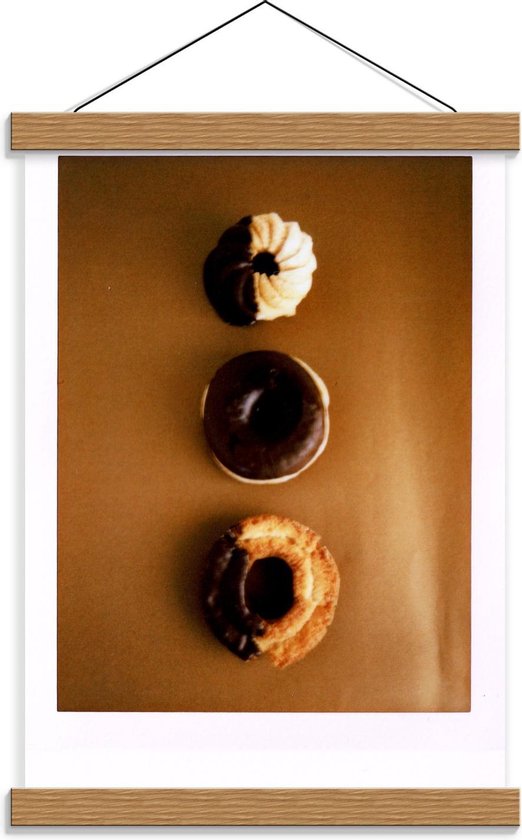 Schoolplaat – Chocolade Donuts - 30x40cm Foto op Textielposter (Wanddecoratie op Schoolplaat)