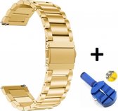 Luxe Metalen Armband Geschikt Voor Fossil Gen 5E 44mm (Men) Horloge Bandje - Schakel Polsband Strap RVS - Met Horlogeband Inkortset - Stainless Steel Watch Band - One-Size - Goud K