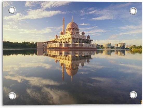 Tuinposter – Putra Moskee - Maleisië - 40x30cm Foto op Tuinposter  (wanddecoratie voor buiten en binnen)