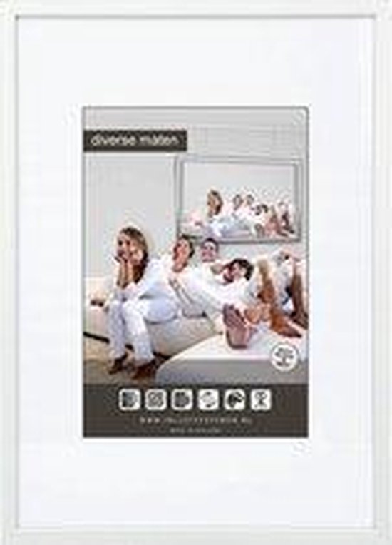 Fotokader Aluminium - 50x70 cm - Wit - Fotolijst met Anti Reflex Glas