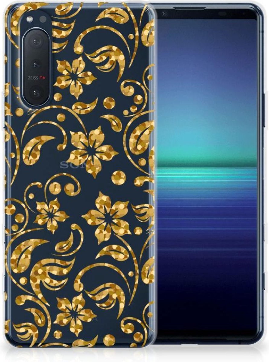 Sony Xperia 5II TPU Case Gouden Bloemen