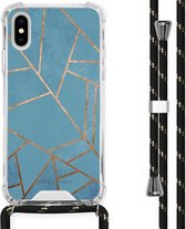 iMoshion Design hoesje met koord voor de iPhone X / Xs - Grafisch Koper - Blauw / Goud