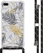 iMoshion Design hoesje met koord voor de iPhone 8 Plus / 7 Plus - Bladeren - Zwart / Goud