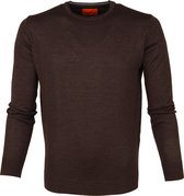 Suitable Merino Trui O-neck Donkerbruin - maat L