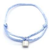 Dielay - Armband Dames - Hangslot RVS - Lengte Verstelbaar - Blauw en Zilverkleurig