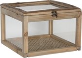 Boîte en bois avec verre | 30 * 30 * 21 cm | Marron | Bois | Carré | Clayre & Eef | 6H1919