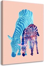 Schilderij Grazende zebra's, 2 maten (wanddecoratie)