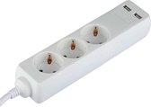 Stekkerdoos met USB - Verlengsnoer met USB - Viron Serino - 3680W - 3 Stopcontacten - 1.5 Meter - Wit | Nederland