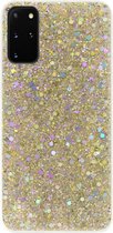 ADEL Premium Siliconen Back Cover Softcase Hoesje Geschikt voor Samsung Galaxy S20 Plus - Bling Bling Glitter Goud