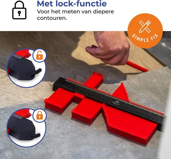 Simple Fix Aftekenhulp met Lock en Potlood - Profielaftaster - Profielmal - Groen - Simple Fix