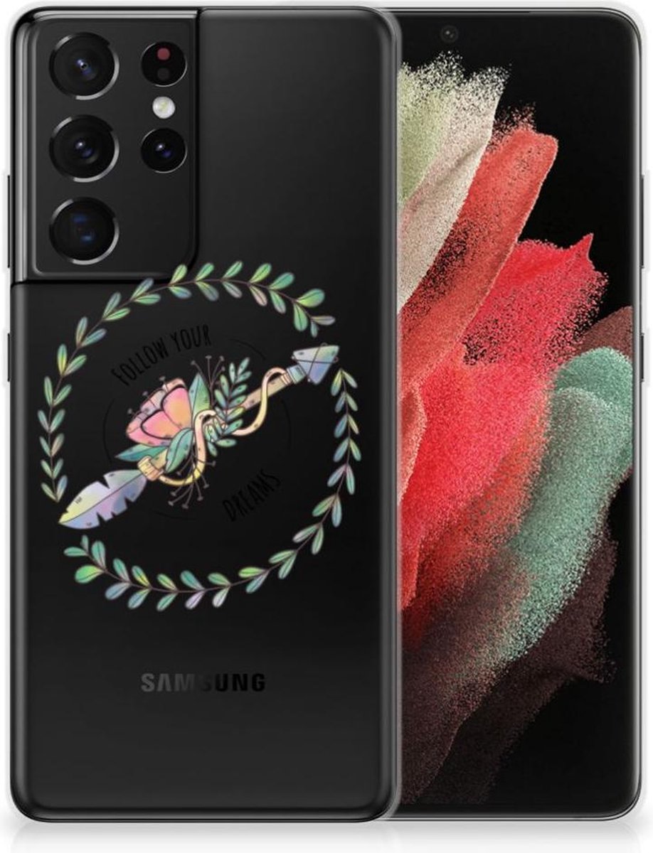 Back Cover voor Samsung Galaxy S21 Ultra Telefoonhoesje met Naam Boho Dreams