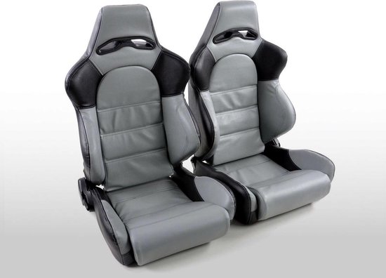 FK sportstoelen halve schaal autostoelen Set Edition 1 synthetisch grijs / zwart | bol.com