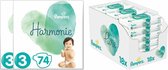 Pampers Harmonie maandbox maat 3 148 luiers en Aqua Pure 864 billendoekjes Pakket