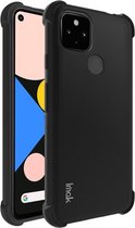 IMAK Google Pixel 5 Hoesje Dun TPU met Screenprotector Metaal Zwart