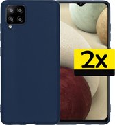Samsung A12 Hoesje Back Cover Siliconen Hoes Donker Blauw - 2 Stuks