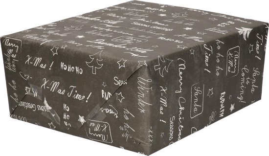Succesvol Pellen Uitstekend 3x Rollen Kerst inpakpapier/cadeaupapier zwart/krijtbord tekst 2,5 x 0,7 cm  - Luxe... | bol.com