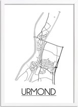 Urmond Plattegrond poster A4 + fotolijst wit (21x29,7cm) - DesignClaud