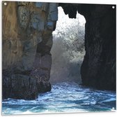 Tuinposter – Rotsen in de Zee - 100x100cm Foto op Tuinposter  (wanddecoratie voor buiten en binnen)