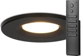 12x HOFTRONIC Venezia - Inbouwspot met afstandsbediening - LED - Zaagmaat 60-75mm - Zwart - Dimbaar - Waterdicht - 5 Watt - 600 lumen - 230V - 2700K Extra warm wit - Plafondspots - Inbouwspot