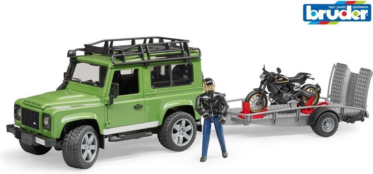 Bruder - land rover defender de pompier avec personnage