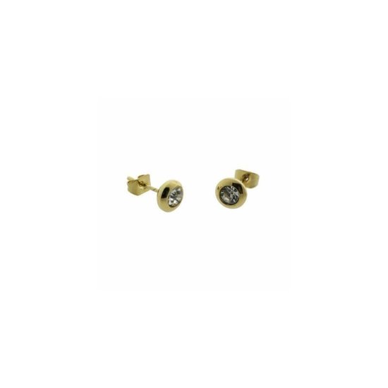 Aramat jewels ® - Ronde zweerknopjes kristal transparant chirurgisch staal goudkleurig 6mm unisex