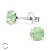 Aramat jewels ® - Oorbellen rond swarovski elements kristal 925 zilver chrysoliet opaal 5mm
