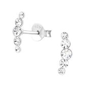 Aramat jewels ® - Zilveren geometrische oorstekers met kristal 925 zilver transparant 10mm x 3mm