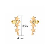 Aramat jewels ® - Zweerknopjes 5 sterren goudkleurig chirurgisch staal 11mm