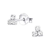Aramat jewels ® - Kinder oorbellen 3 steentjes transparant 925 zilver kristal 4mm