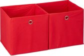 Relaxdays opbergbox - set van 2 - stof - opvouwbaar - speelgoed - opbergmand - opbergen - rood