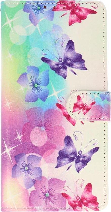 Coque Samsung Galaxy S21 Plus avec impression - Étui portefeuille - Porte-cartes et languette magnétique - Fleurs et papillons et Protecteurs d'écran en Verres