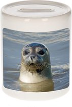 Dieren grijze zeehond foto spaarpot 9 cm jongens en meisjes - Cadeau spaarpotten grijze zeehond zeehonden liefhebber