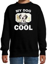 Dalmatier honden trui / sweater my dog is serious cool zwart - kinderen - Dalmatiers liefhebber cadeau sweaters 3-4 jaar (98/104)