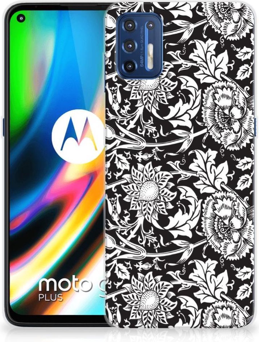 Motorola Moto G9 Plus TPU Case Black Flowers