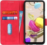 LG K42 Vintage Book Case Hoesje Wallet Rood