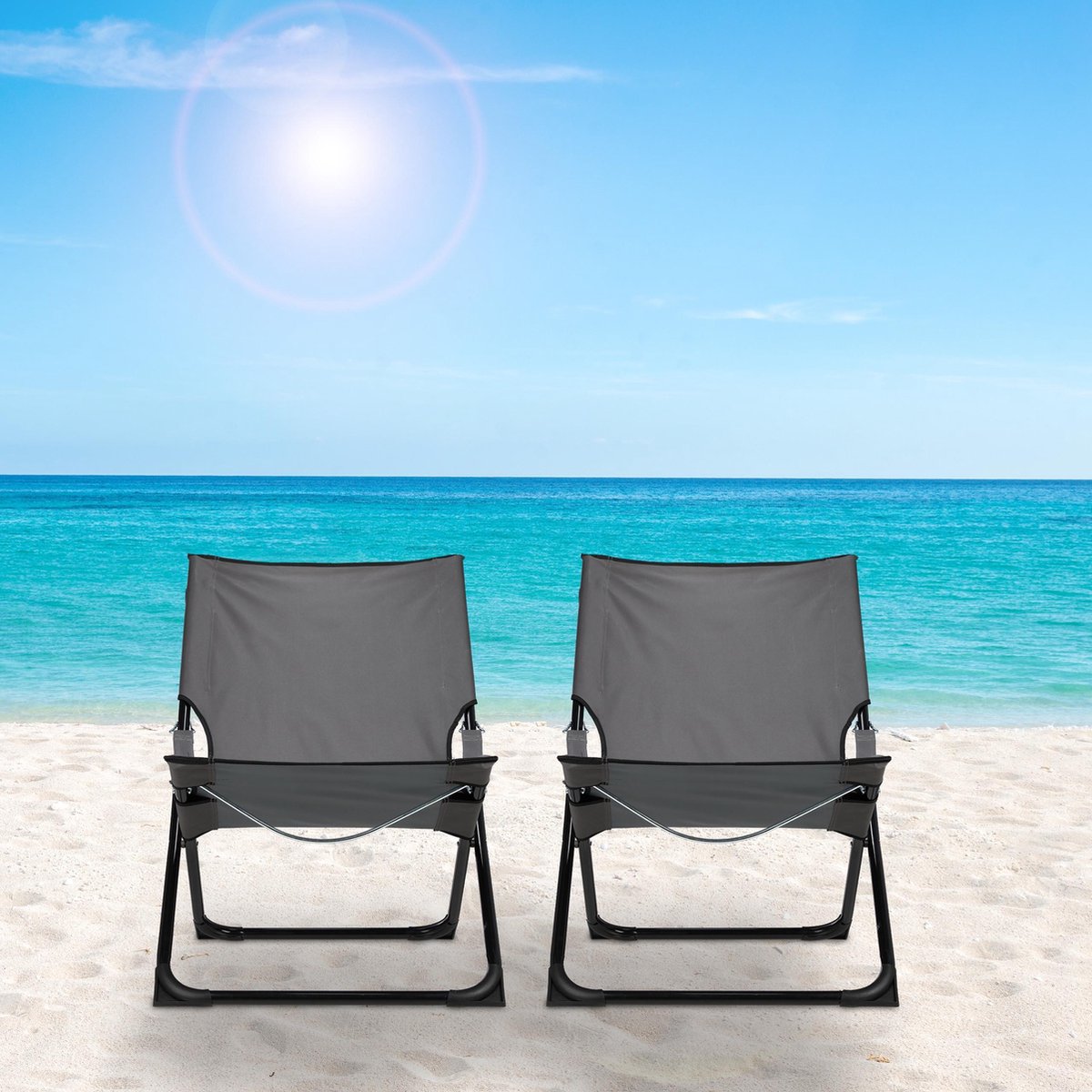 relaxdays chaise de plage pliable - 2 pièces - chaise longue de jardin -  chaise de... | bol